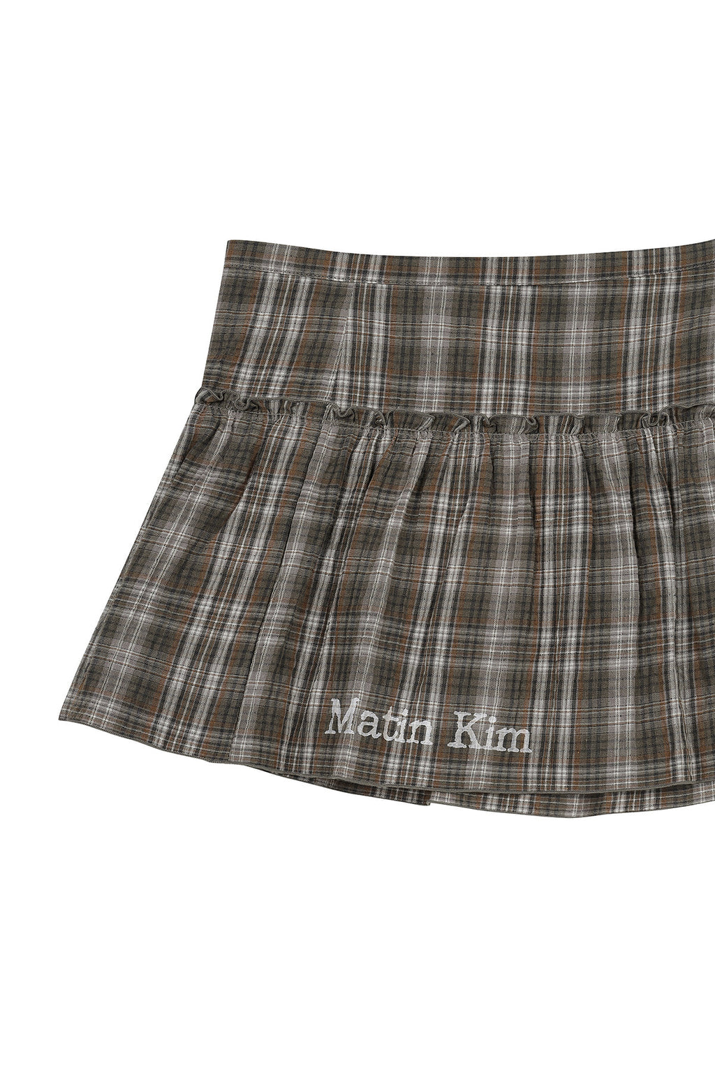 [matinkim] CHECK LAYERED SKIRT IN GREY