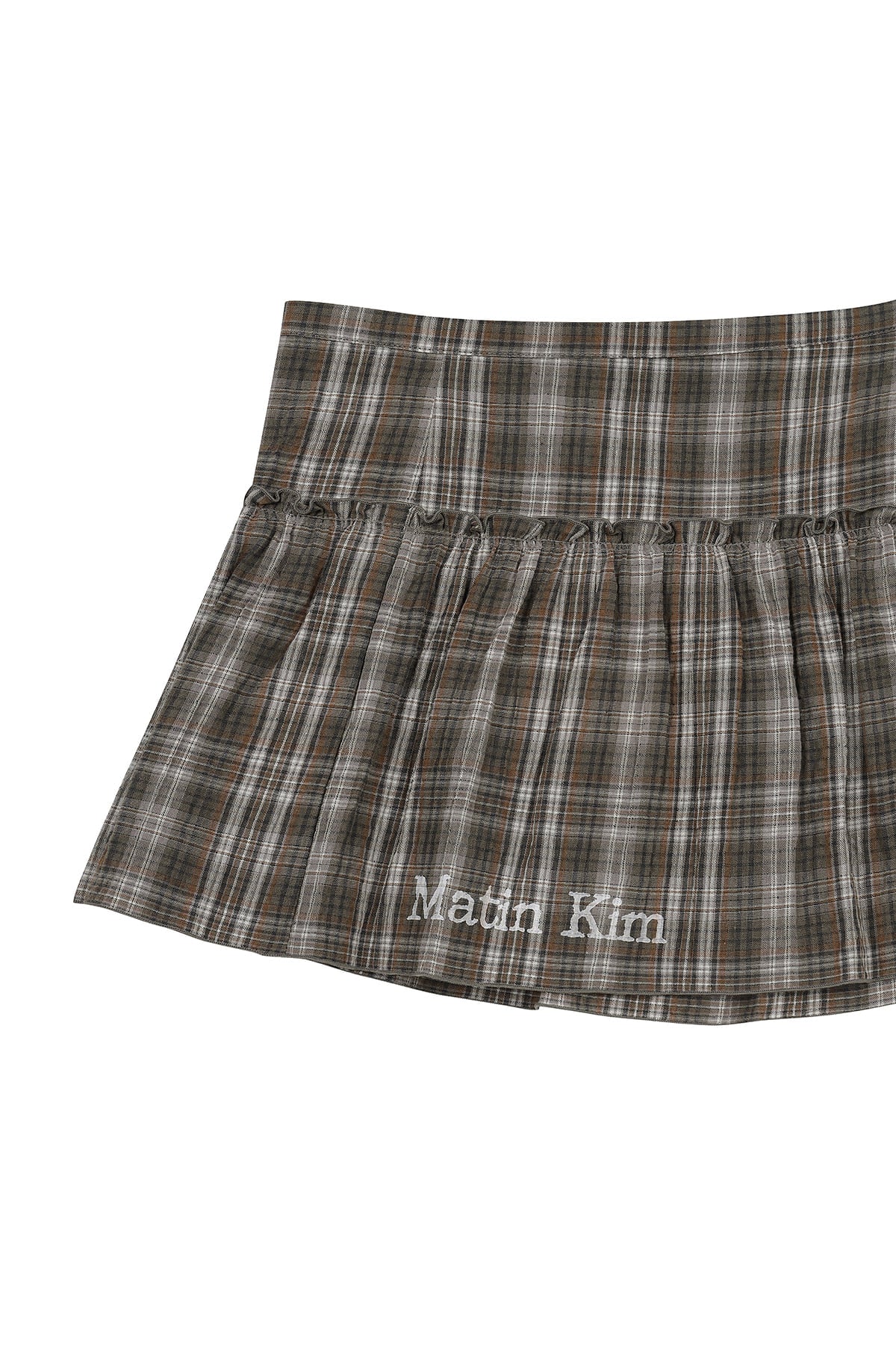 [matinkim] CHECK LAYERED SKIRT IN GREY
