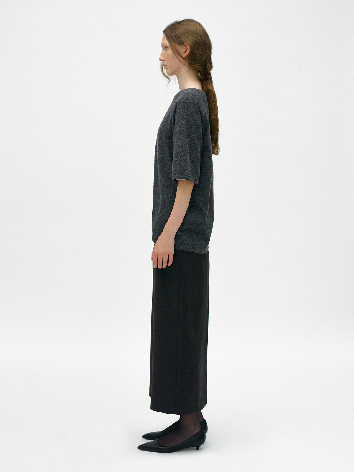 Nothing Written Short wool sleeve knit (Pencil gray) (Pre-order, ships from Nov 4)