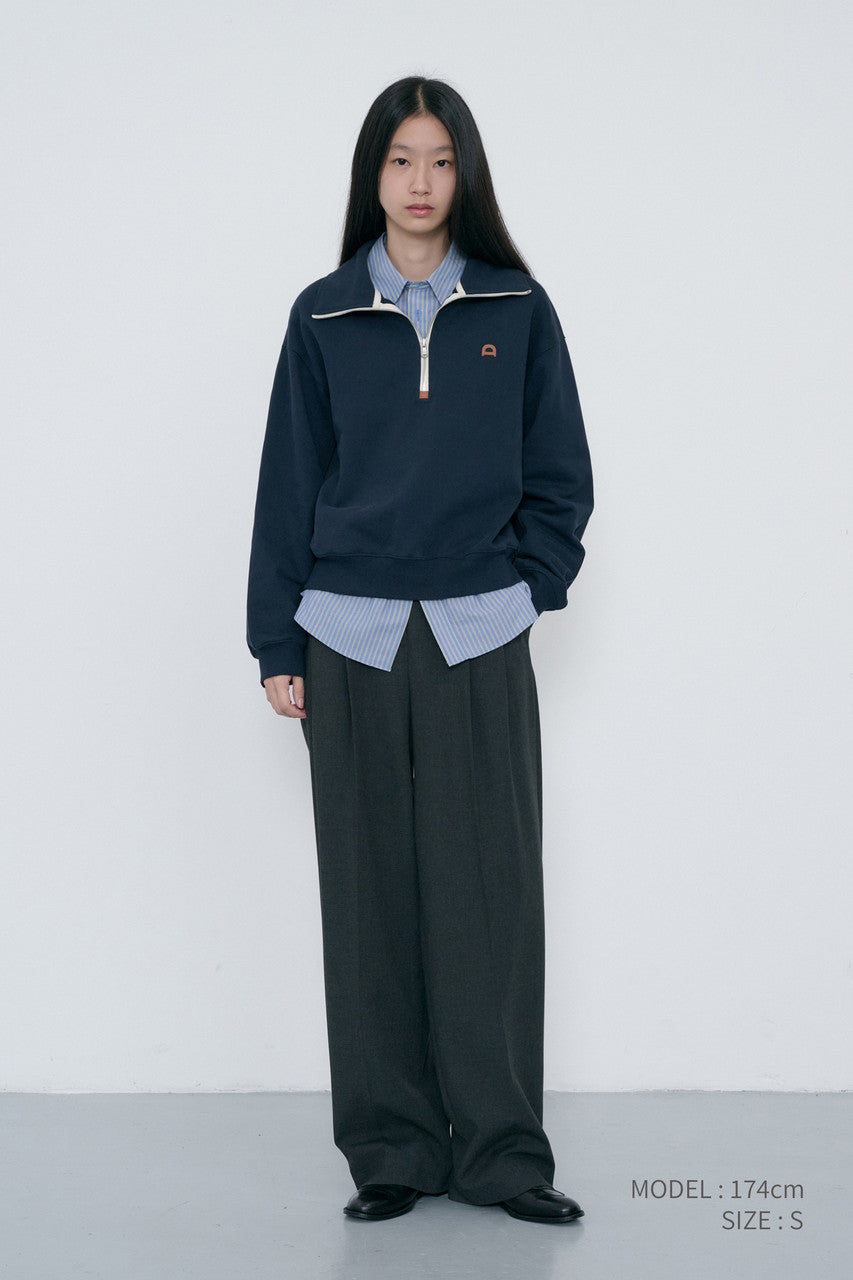 Dunst Double Pleated Wide Slacks Charcoal Grey