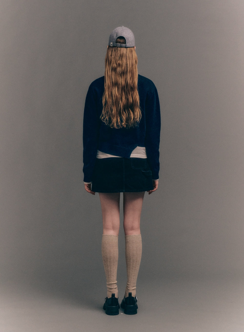 [satur] (W) Dublin Unbalanced Cashmere Blend Knit - Classic Navy