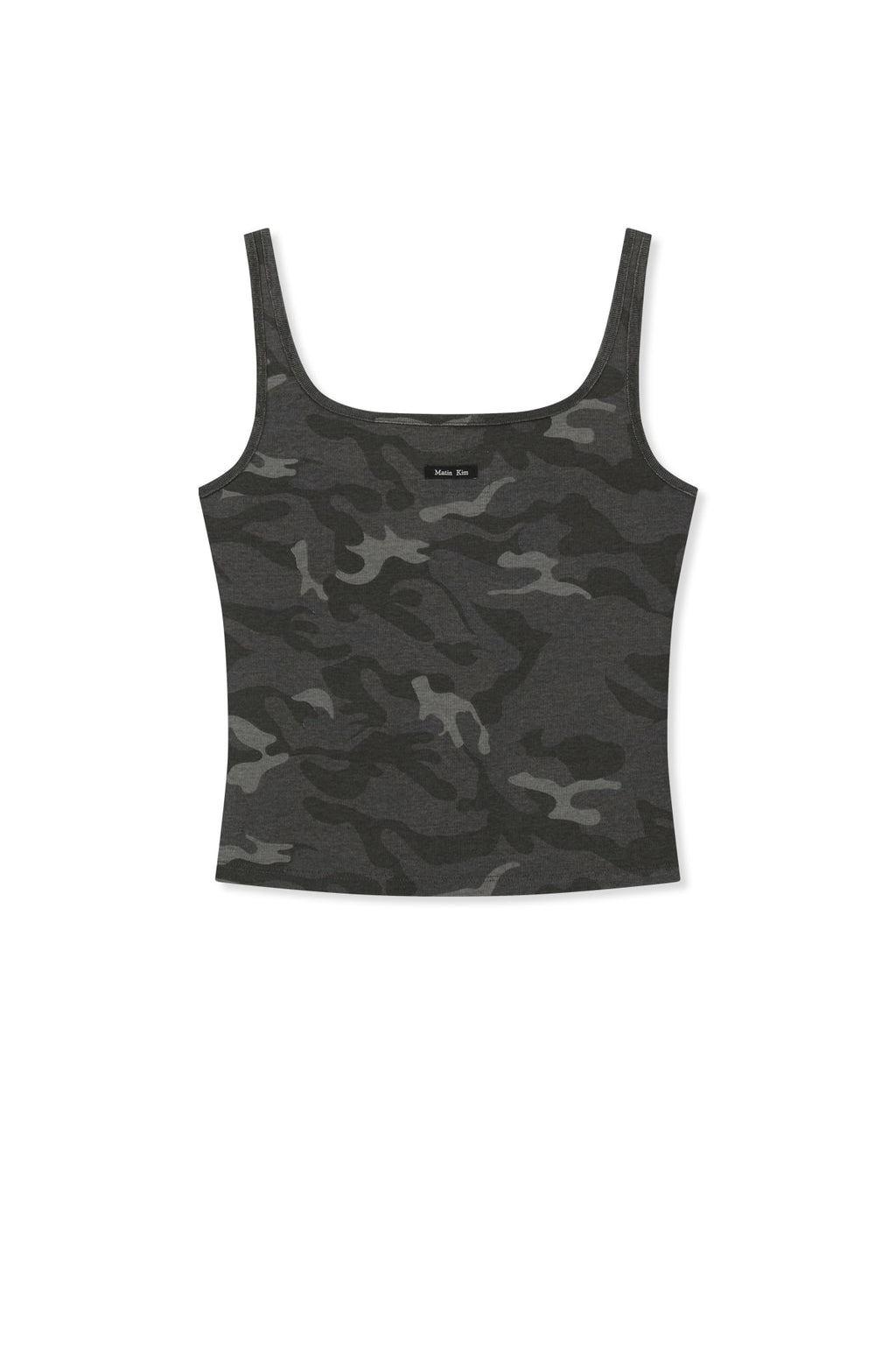 [matinkim] Square Neck Cropped Tank Top IN Charcoal