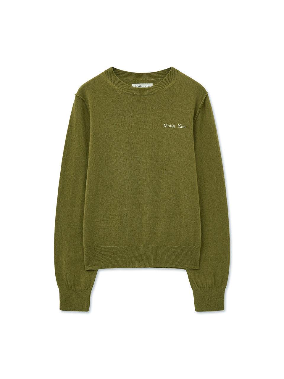 Matinkim Cashmere Blended Round Knit Pullover IN Olive