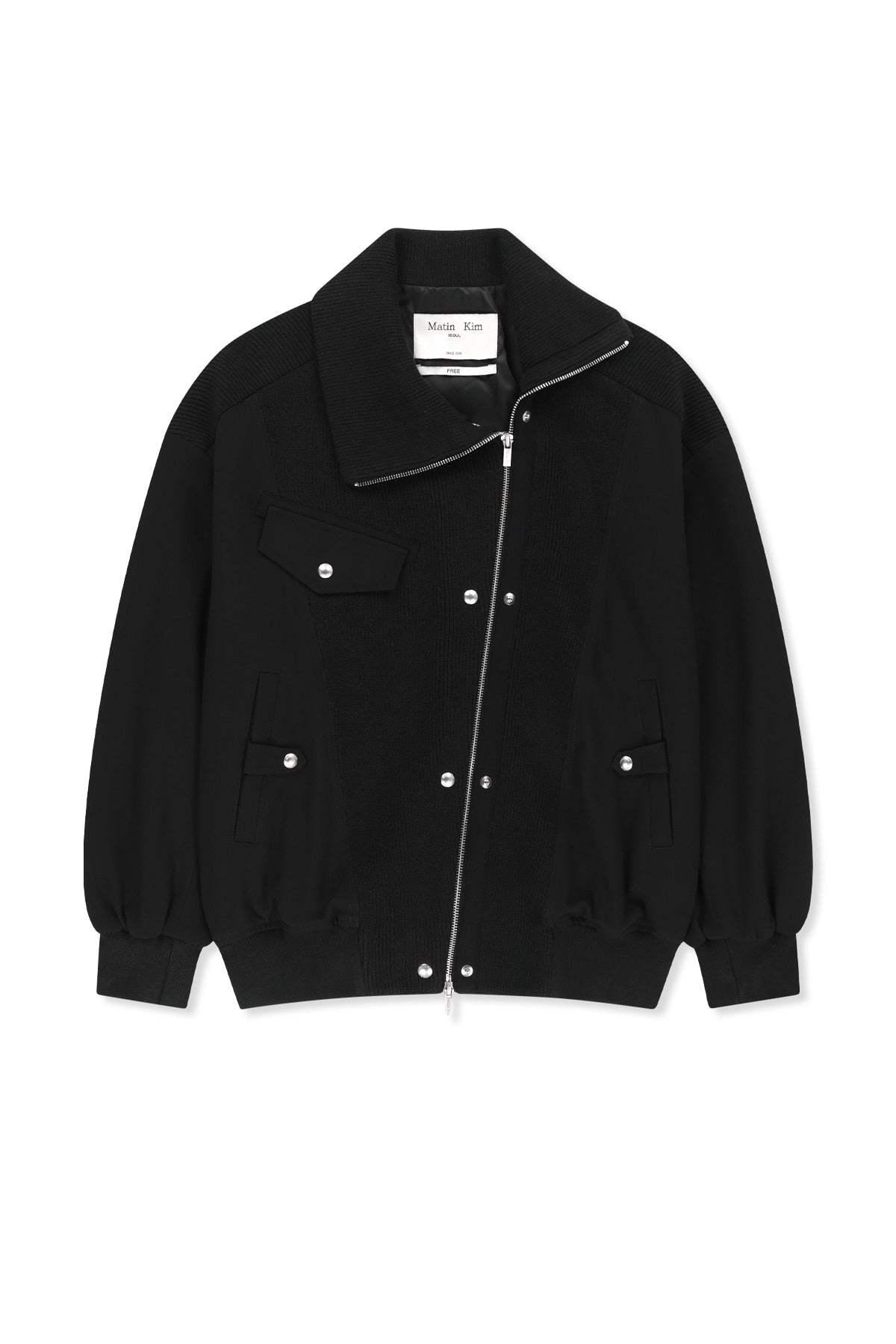Matinkim Asymmetric Knit Panel Jumper IN Black