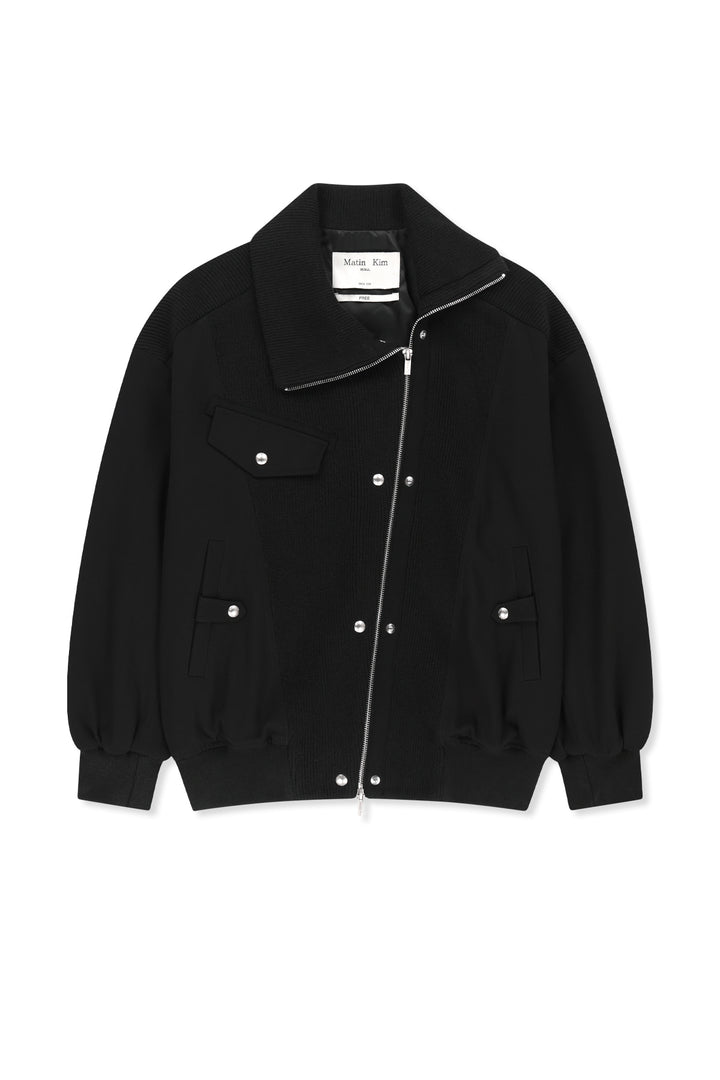 Matinkim Asymmetric Knit Panel Jumper IN Black