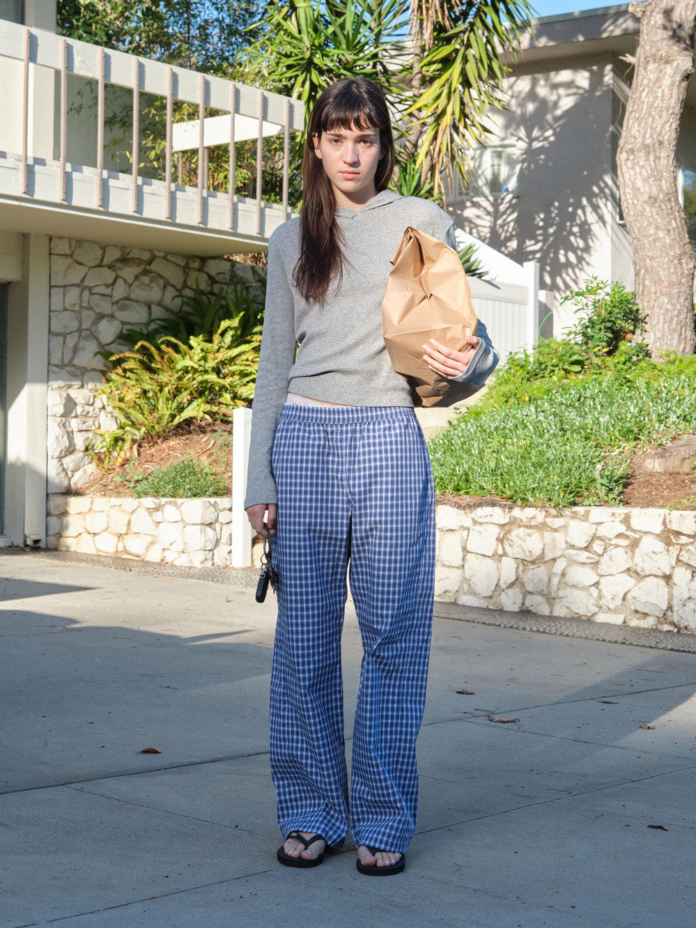 Low Classic Lc Checked Loose-Fit Pants Blue