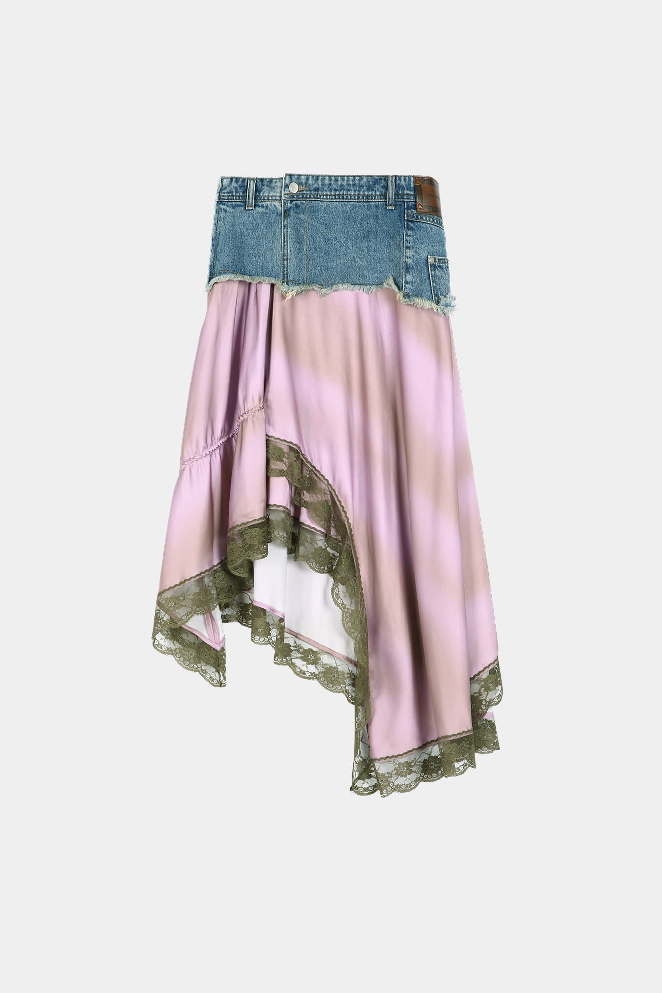 Andersson Bell Denim Combination Lace Hem Skirt