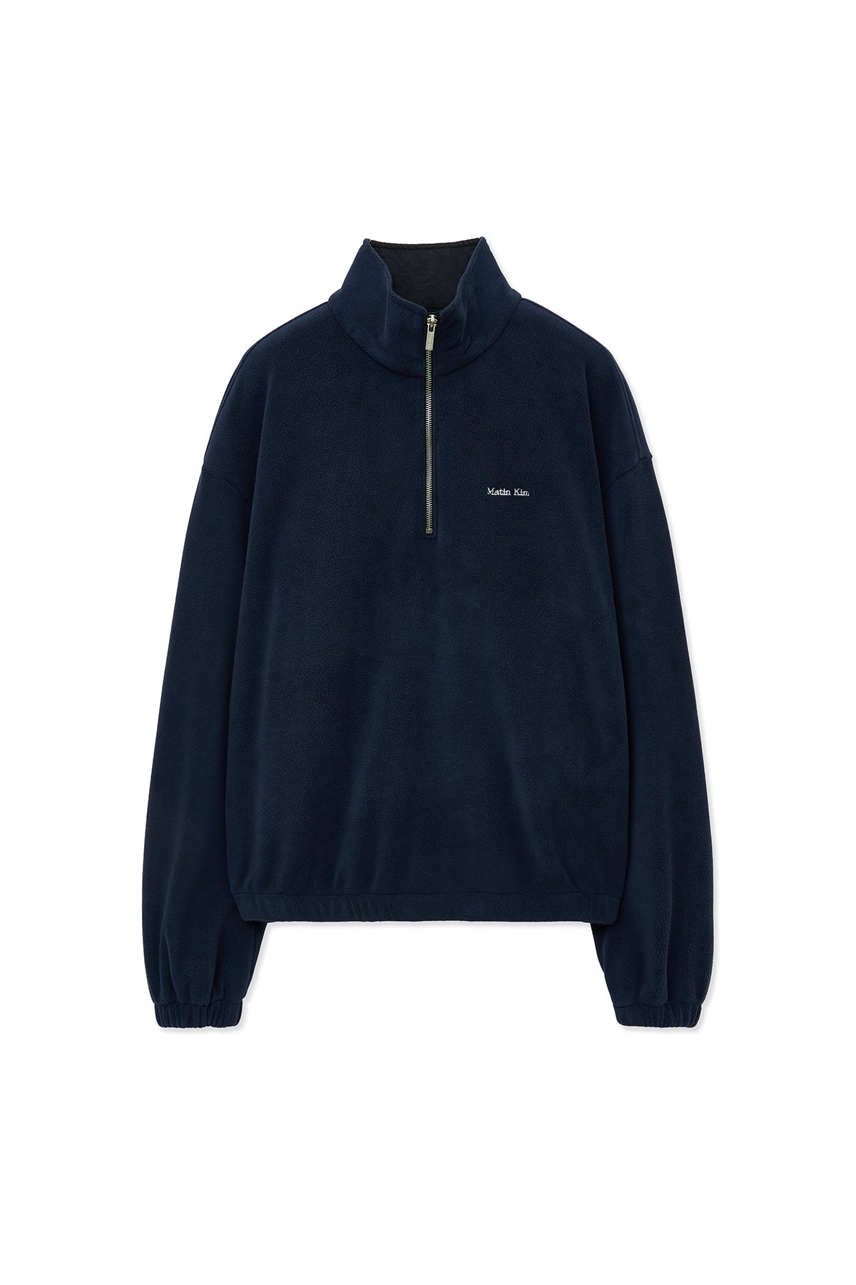 [matinkim] SHERPA FLEECE HALF ZIP UP TOP IN NAVY
