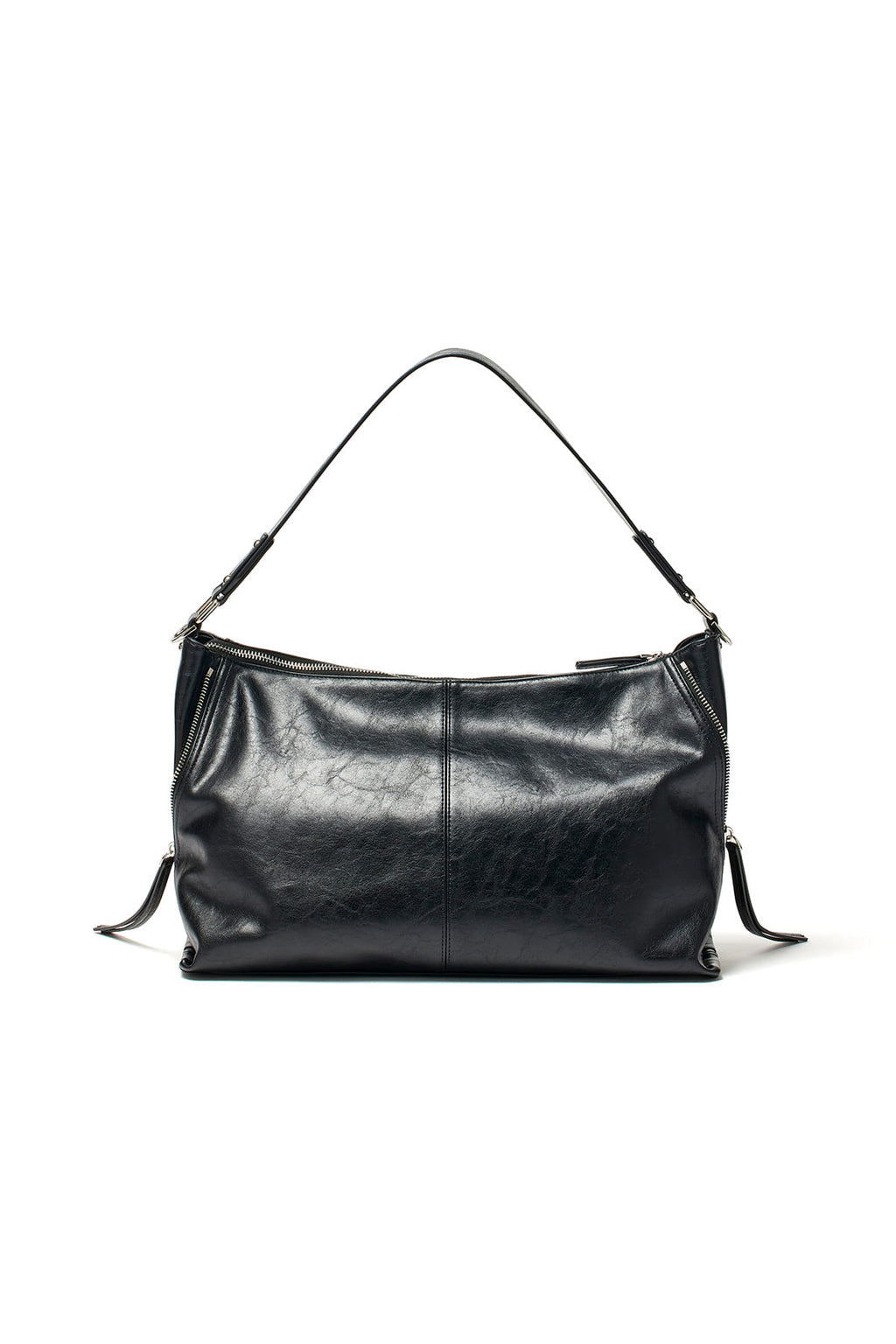 [matinkim] SIDE ZIPPER SHOULDER BAG IN BLACK