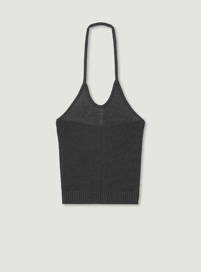 Mango Maniplease Konni Halter Knit Vest Charcoal