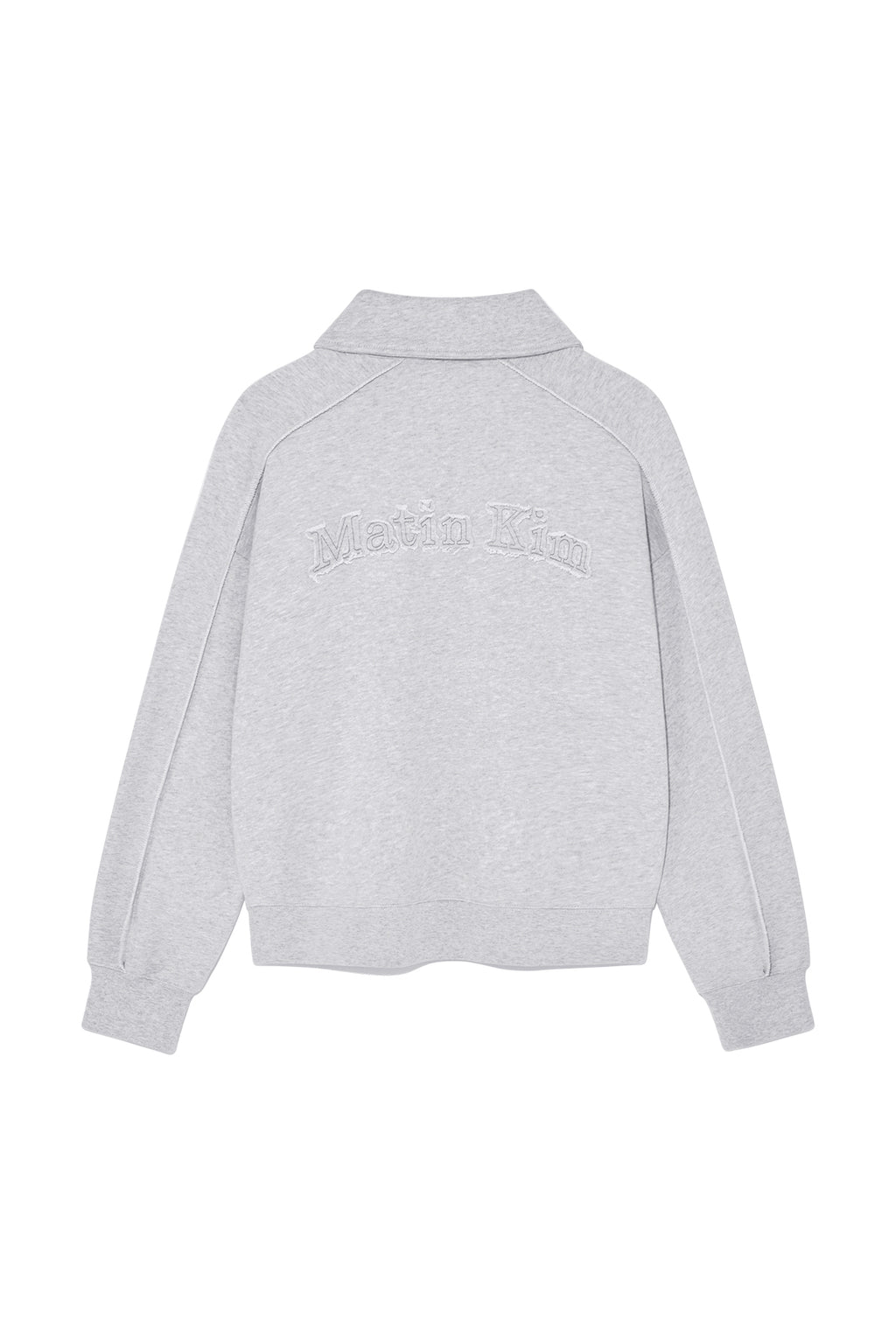 [matinkim] BACK LOGO HALF ZIP SWEATSHIRT FOR WOMEN IN GREY