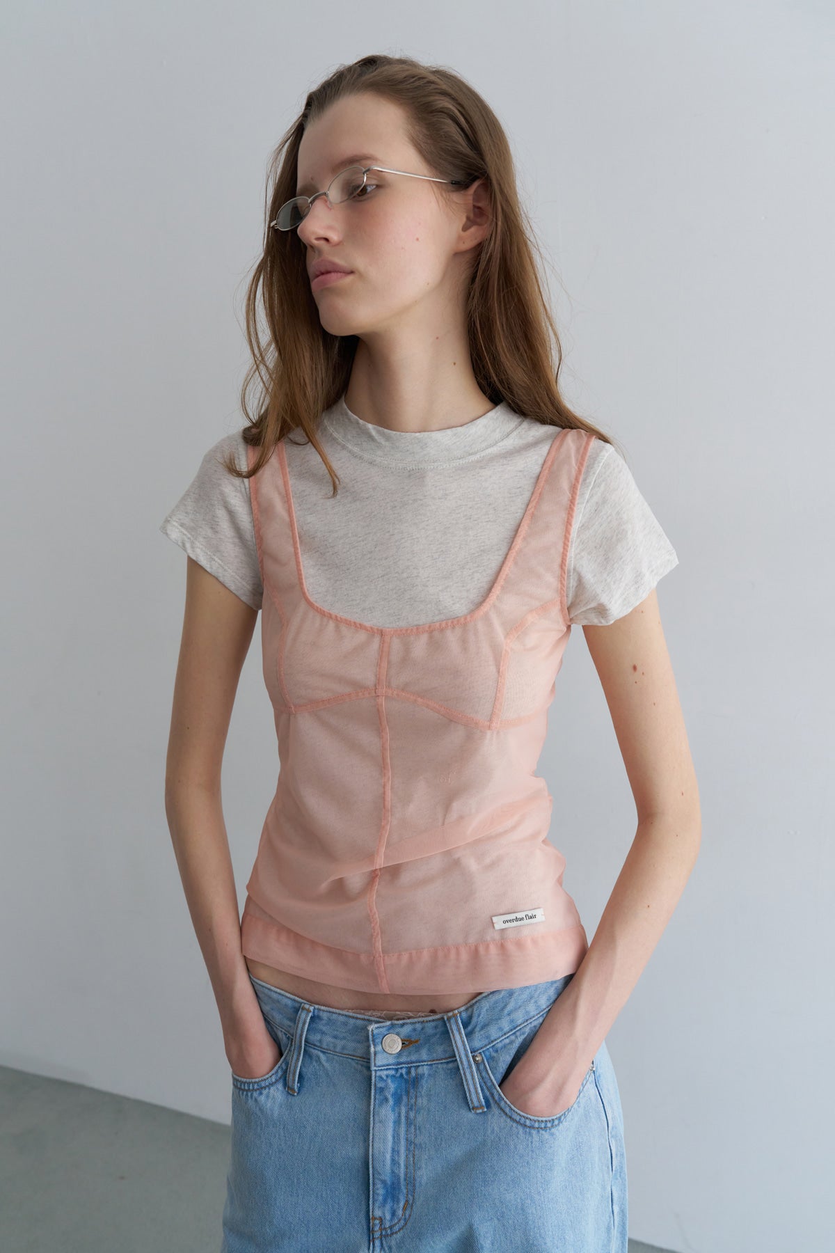 Overdueflair Mesh Corset Sleeveless Peach