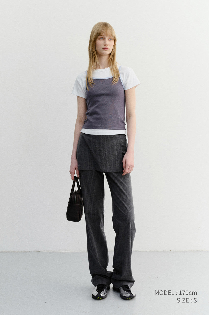 Dunst Skirt Layered Slim Pants Charcoal Grey Stripe