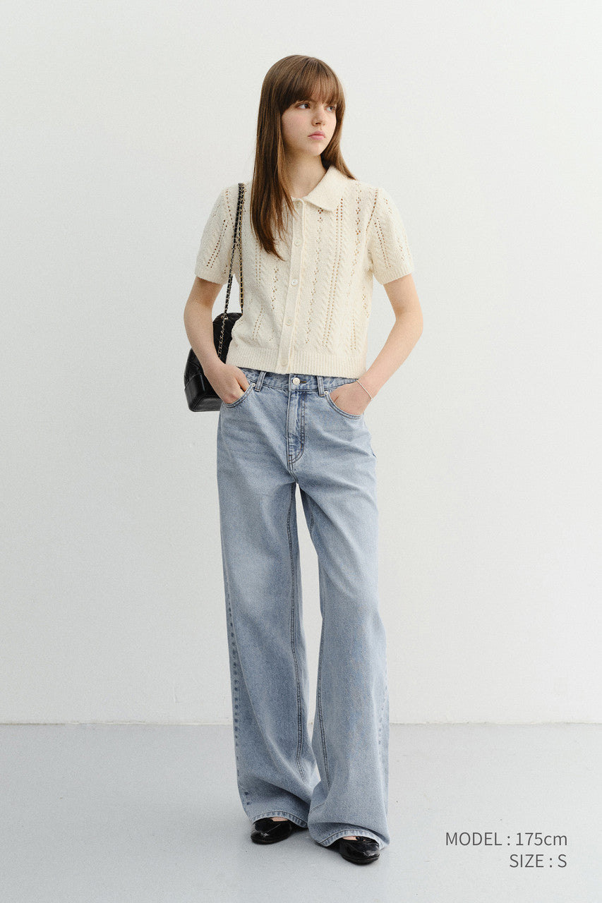 Dunst Collared Half Sleeve Cardigan Cream