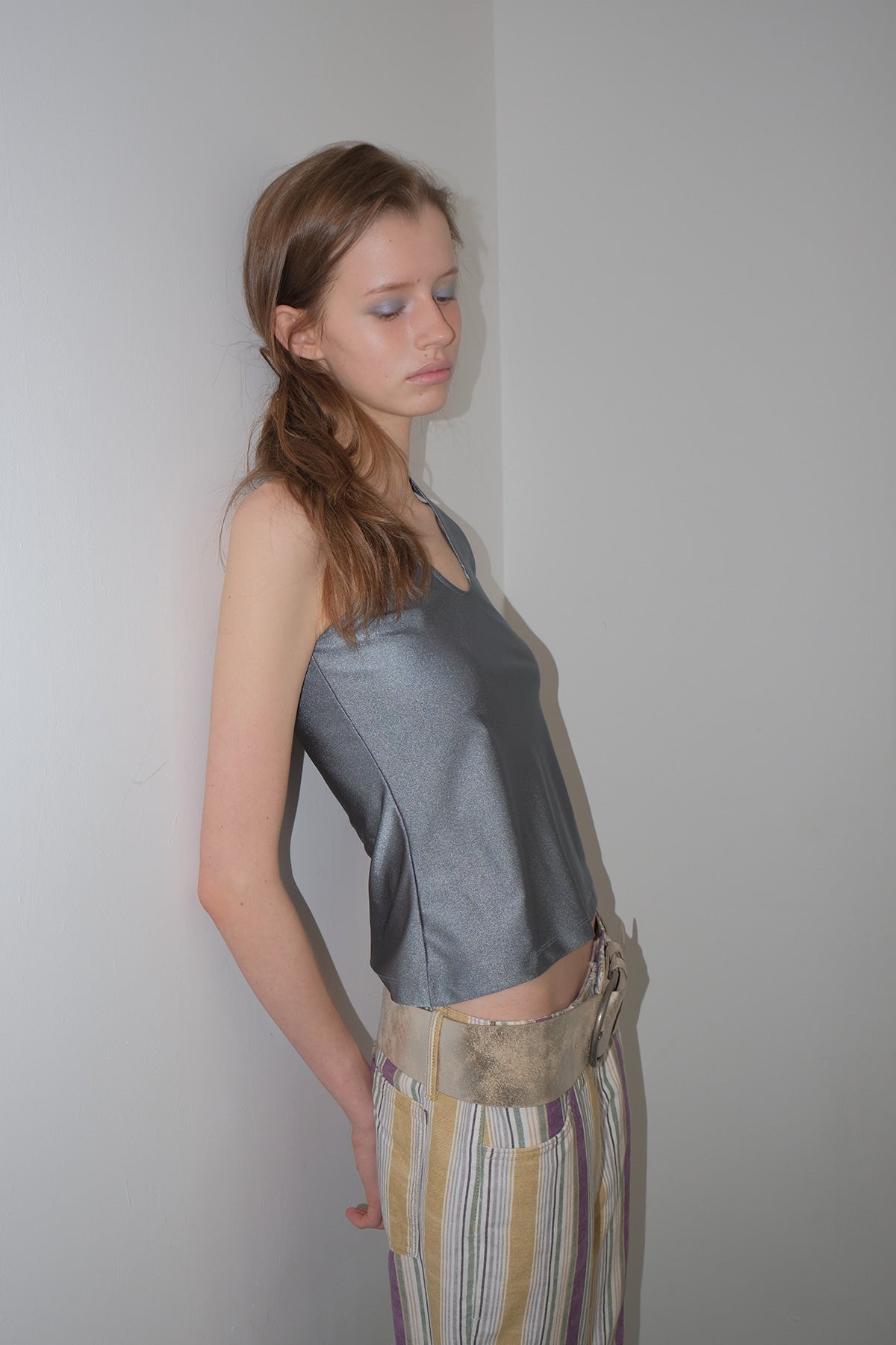 Overdueflair Glitter Halter Top Teal Grey