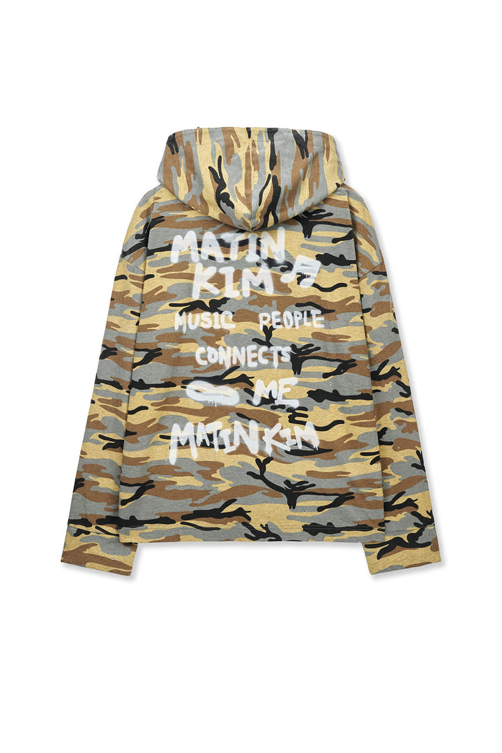 Matinkim Typo Artwork Camouflage Hoody IN Camel