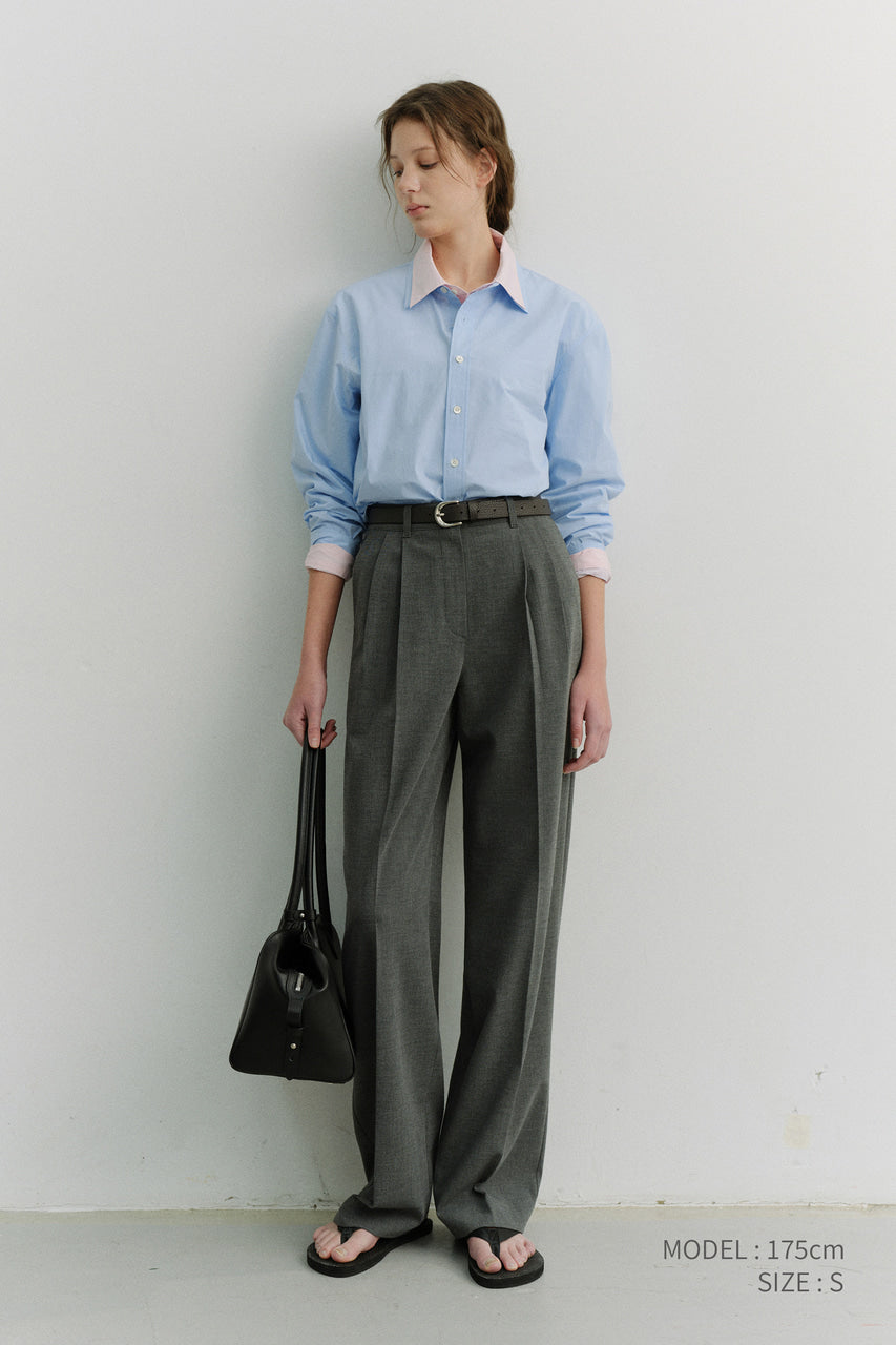 Dunst Double Pleated Slacks Melange Grey