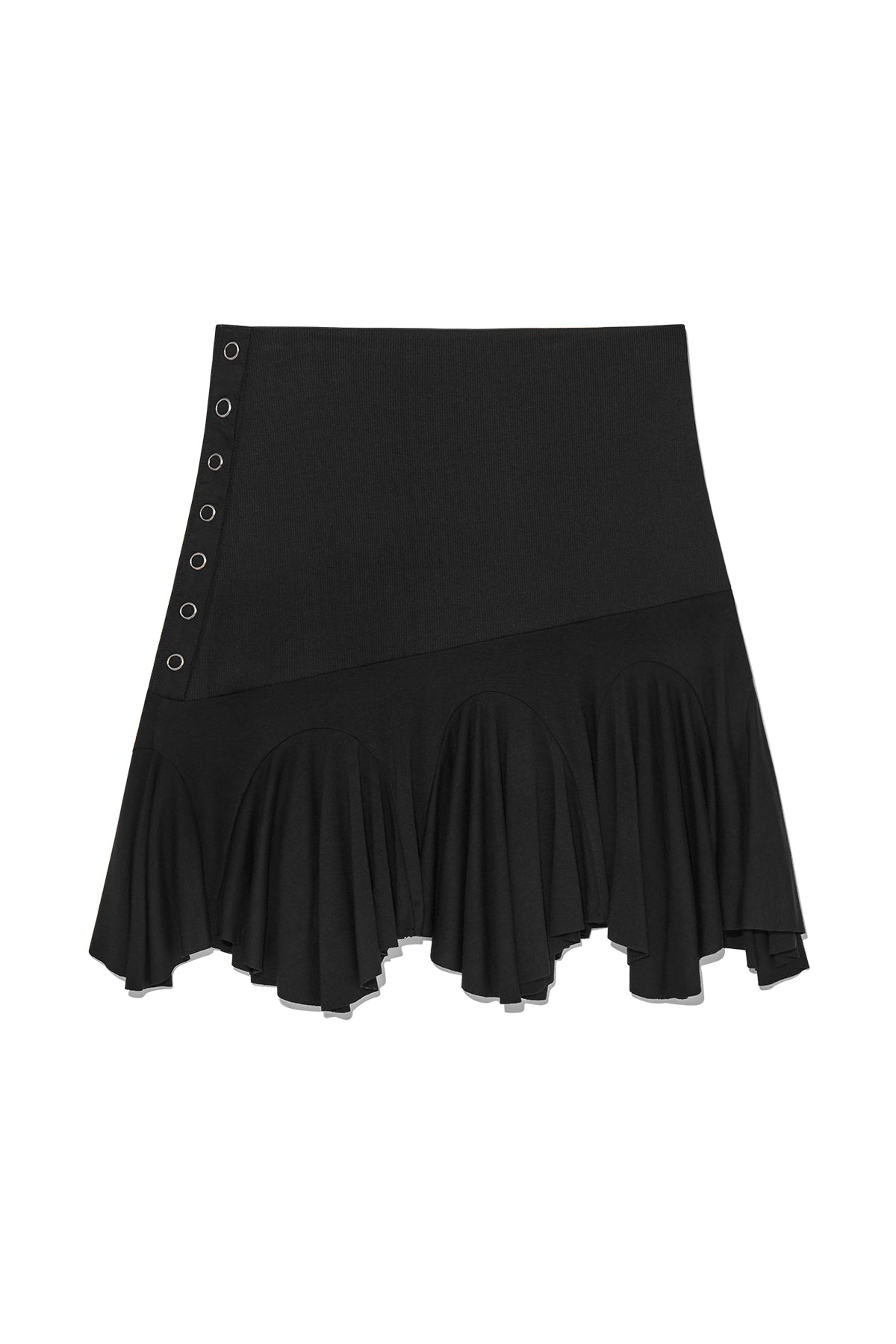 [matinkim] UNBALANCE FLARE FOLDING SKIRT IN BLACK