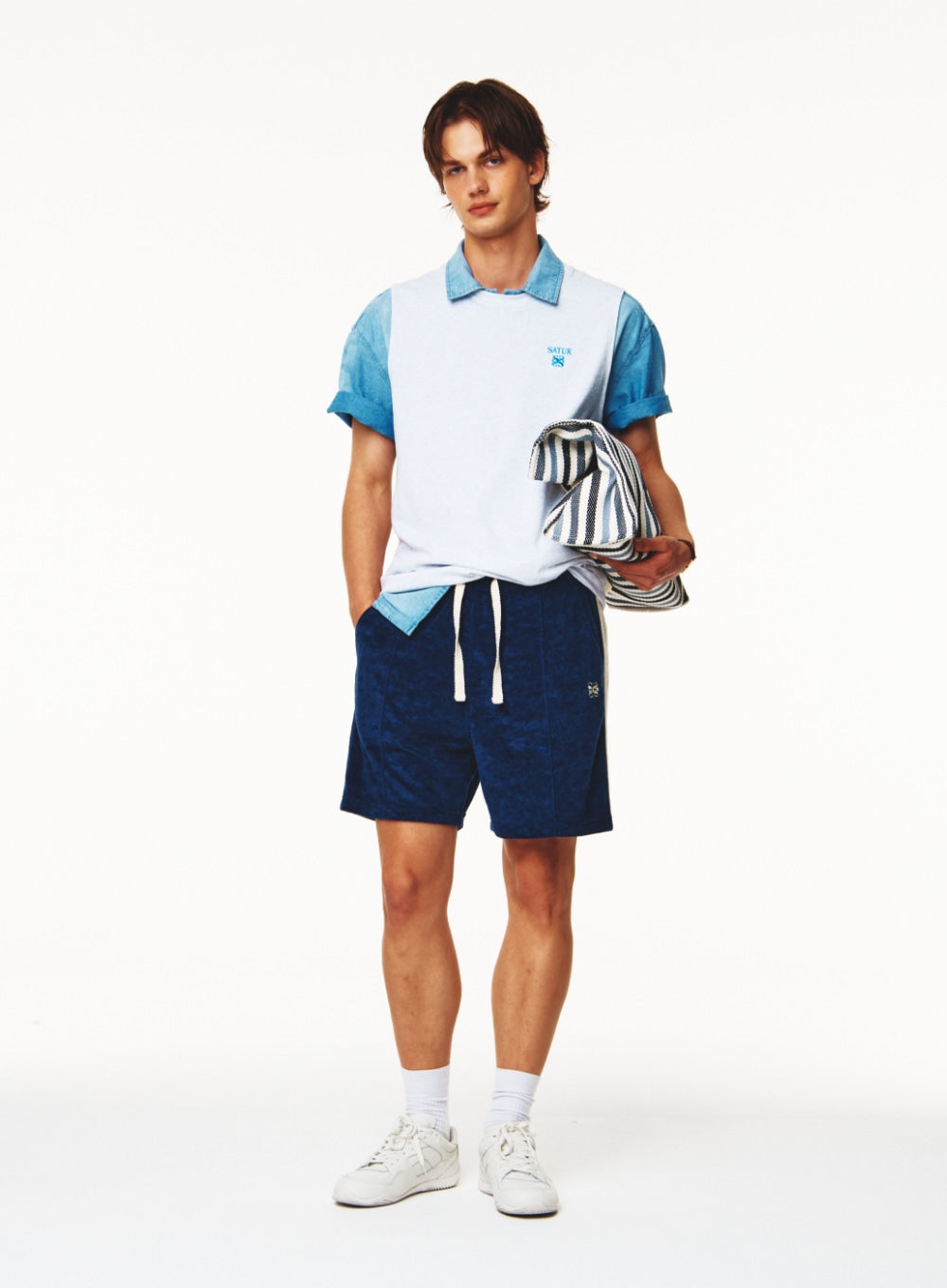 [satur] Bon Voyage Over Size Beach Bag - Navy