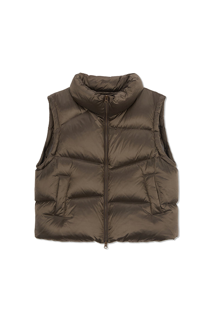 Matinkim Unbalance Quilted Down Vest For Women IN Khaki Brown
