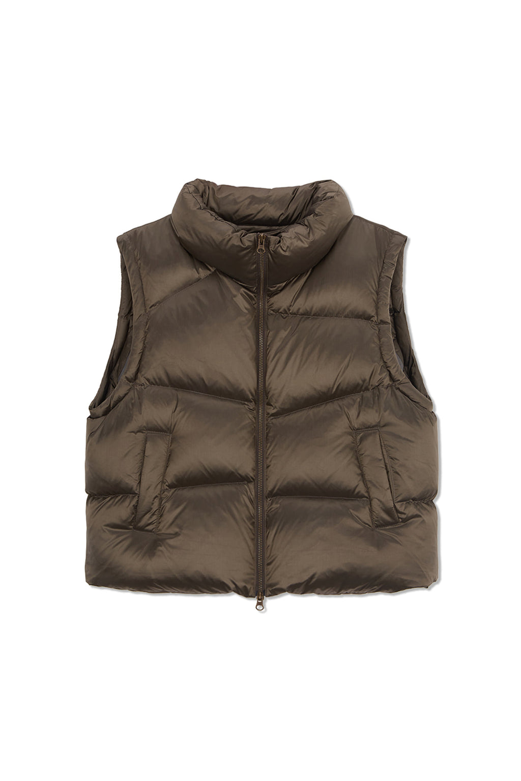 Matinkim Unbalance Quilted Down Vest For Women IN Khaki Brown