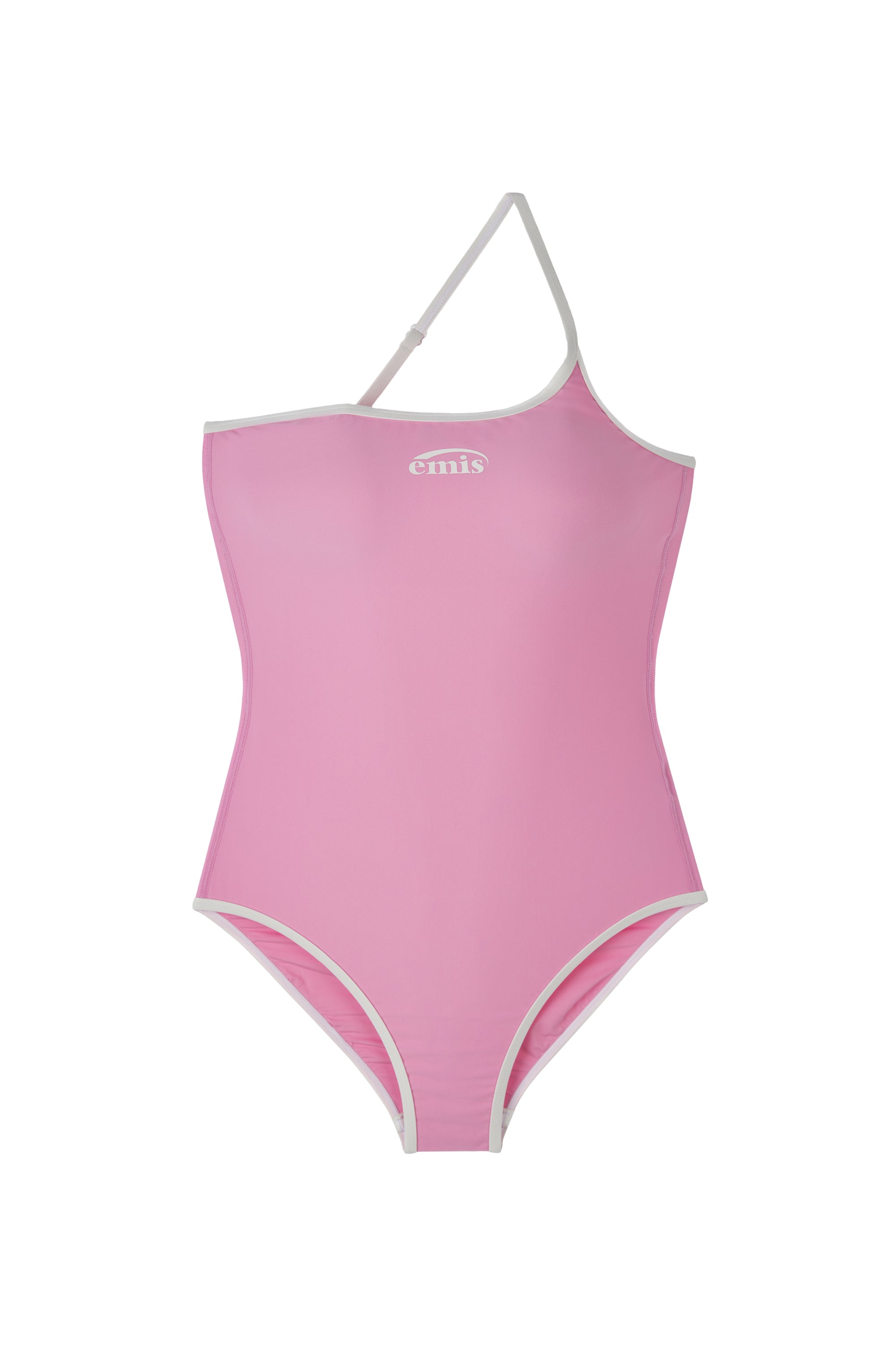 LOGO ONE-SHOULDER SWIMSUIT-PINK