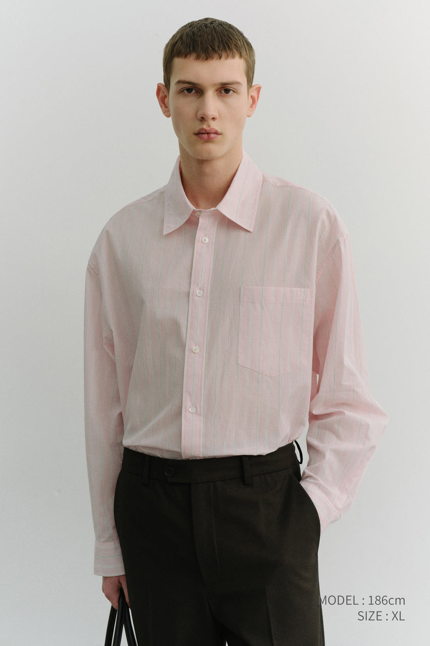 Dunst Unisex Oversized Striped Shirt Soft Pink Stripe