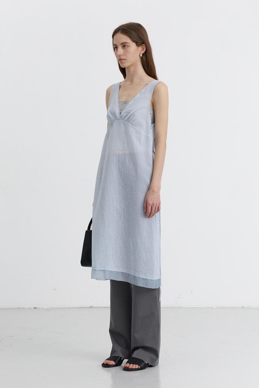 Dunst Sheer Layering Dress Soft Blue Stripe