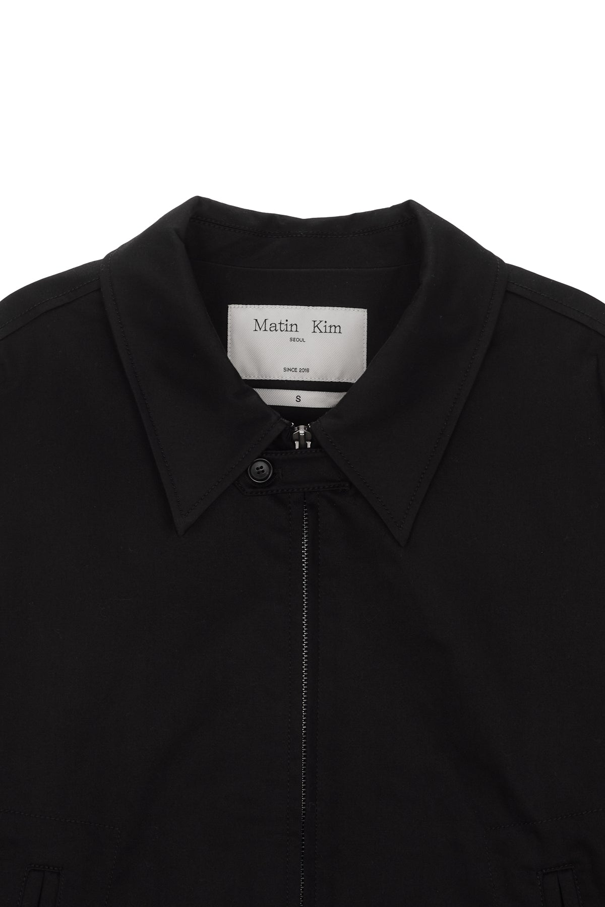 [matinkim] COTTON BLEND COLLAR RELAXED BOMBER JACKET IN BLACK