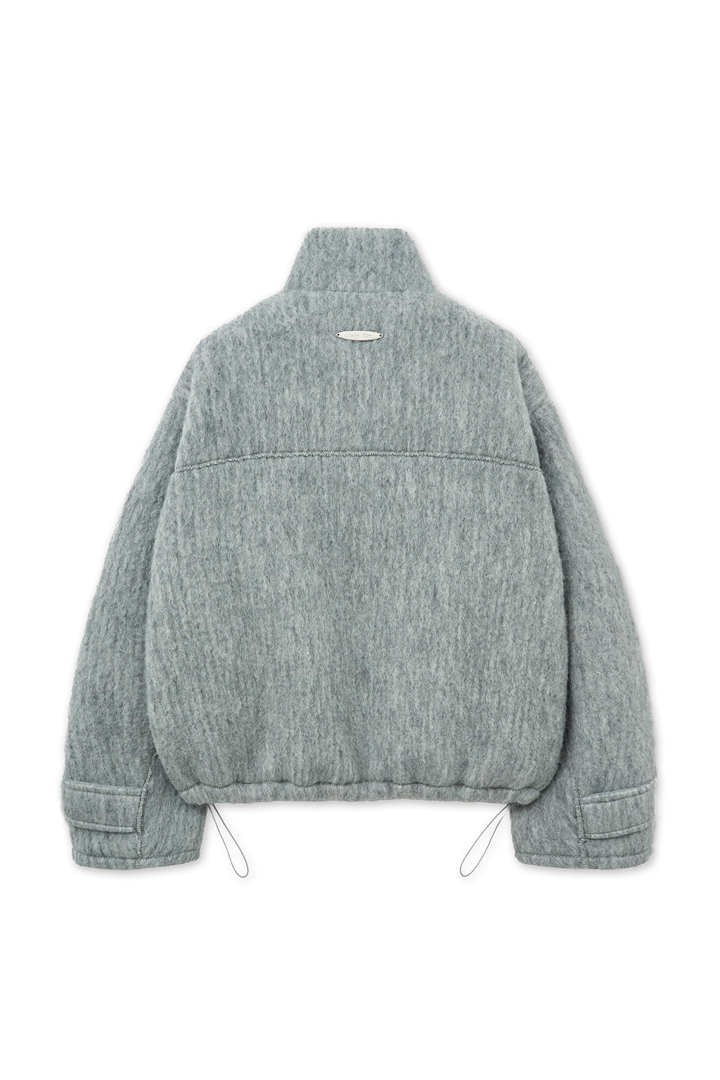 [matinkim] HAIRY HIGH NECK ZIP UP JUMPER IN LIGHT GREY