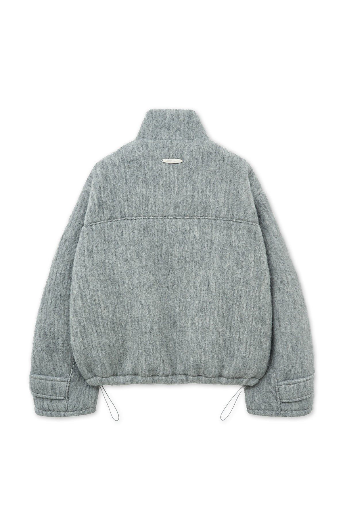 [matinkim] HAIRY HIGH NECK ZIP UP JUMPER IN LIGHT GREY