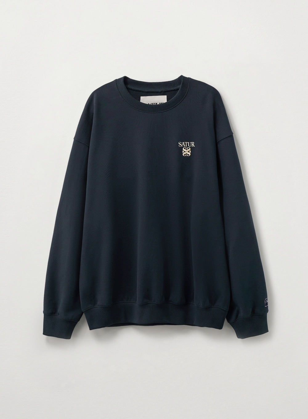 [satur] Loren Small Logo Basic Sweatshirt - Navy