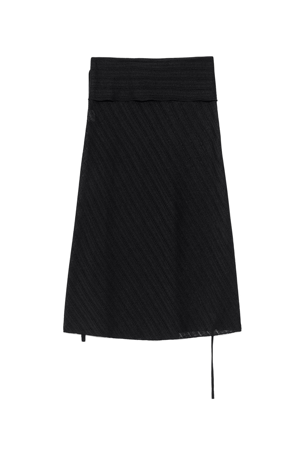 [matinkim] FOLDOVER LAYERED MAXI WRAP SKIRT IN BLACK