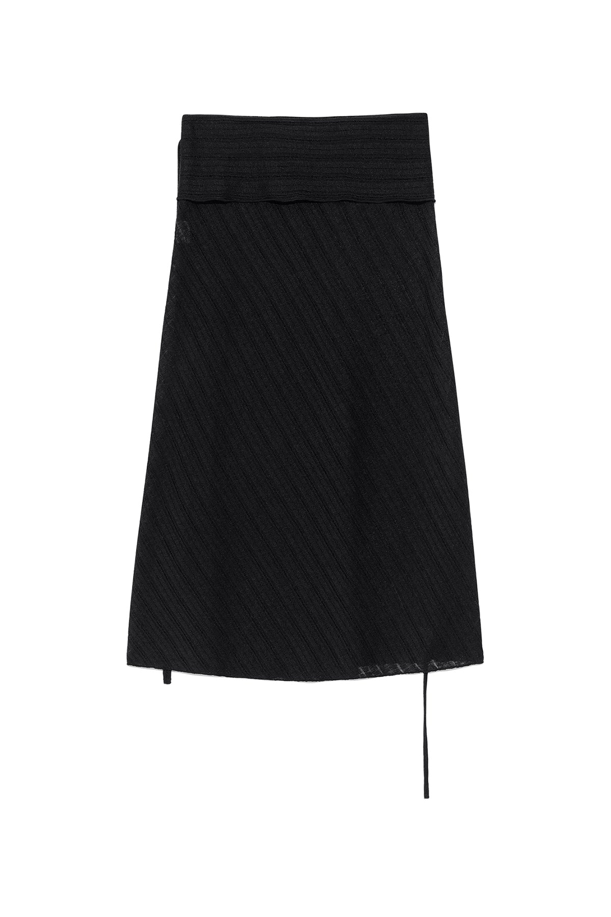 [matinkim] FOLDOVER LAYERED MAXI WRAP SKIRT IN BLACK