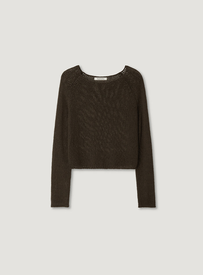 Mango Maniplease Neff Linen Crop Knit Brown
