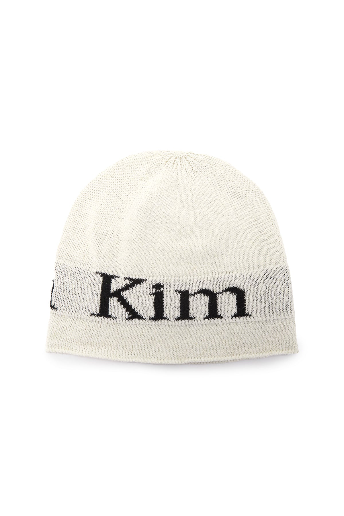 [matinkim] LOGO LINEN SHORT BEANIE IN WHITE