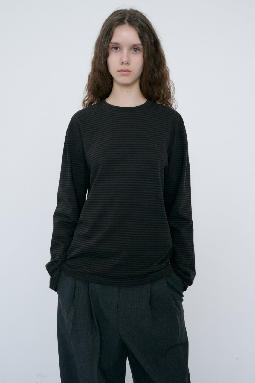 Dunst Unisex Muted Striped T-Shirt Brown