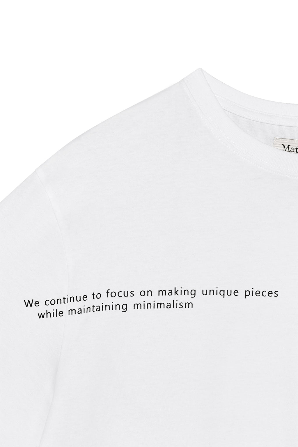 [matinkim] HALF TEXT LOGO TOP FOR MEN IN WHITE