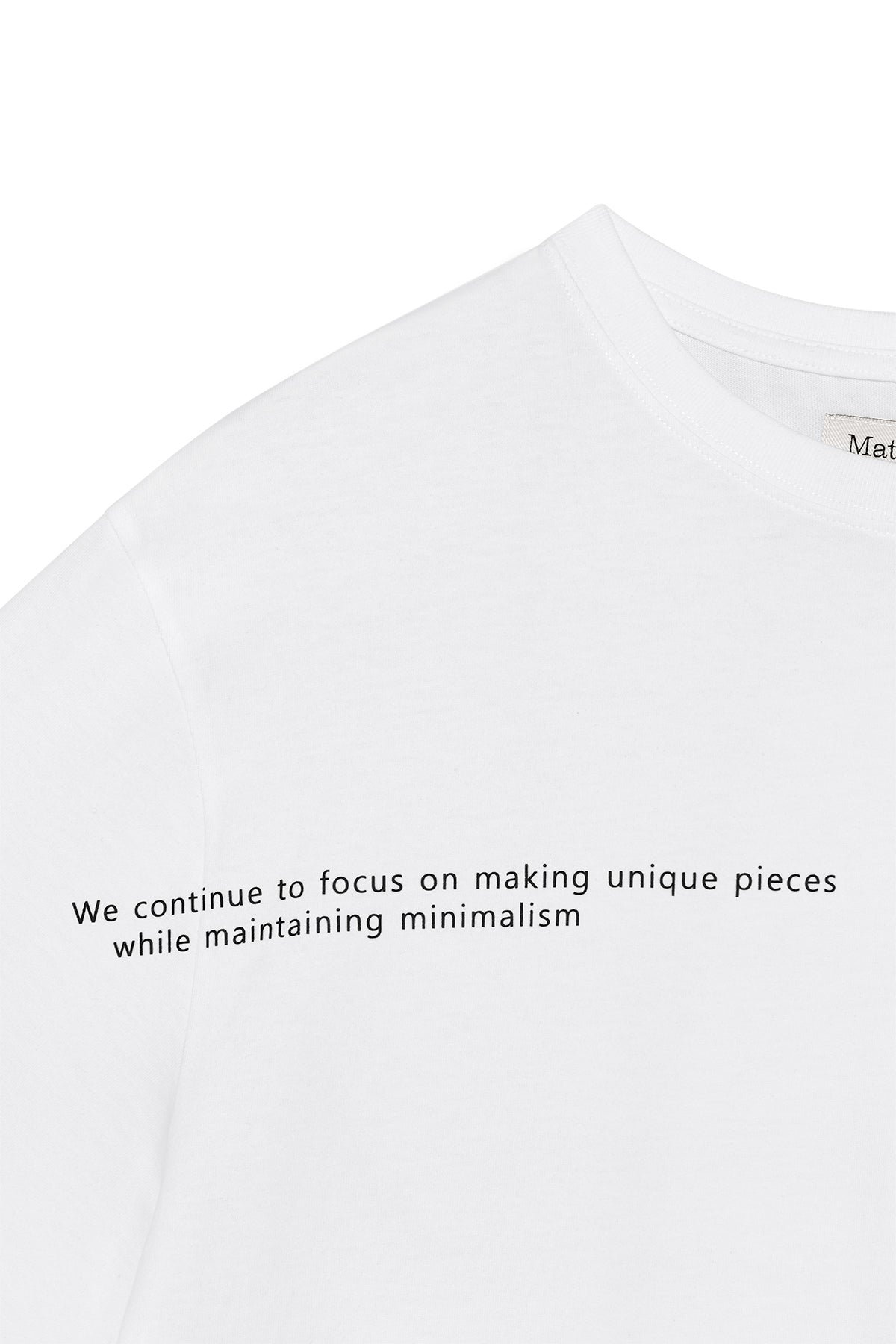 [matinkim] HALF TEXT LOGO TOP FOR MEN IN WHITE