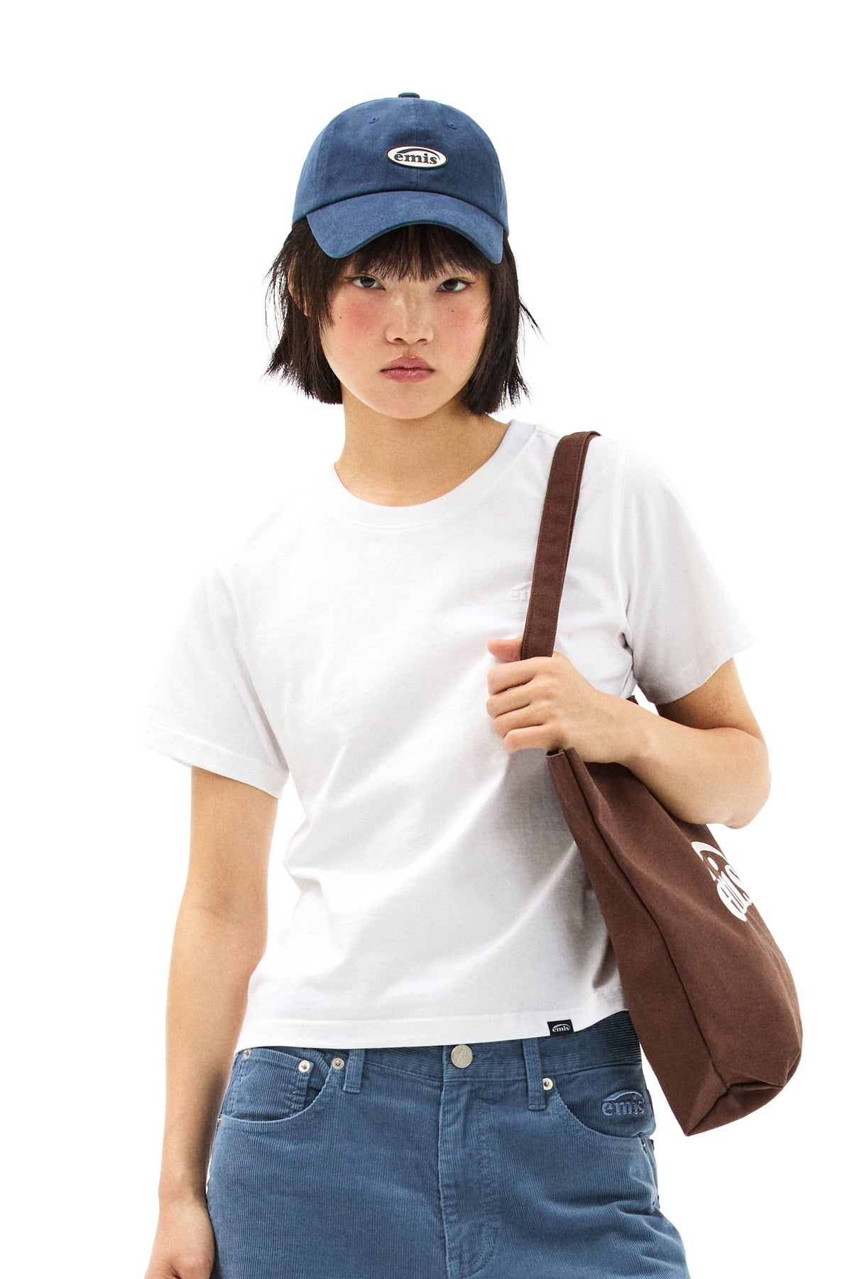 Emis Mono Logo Print T-Shirt-White