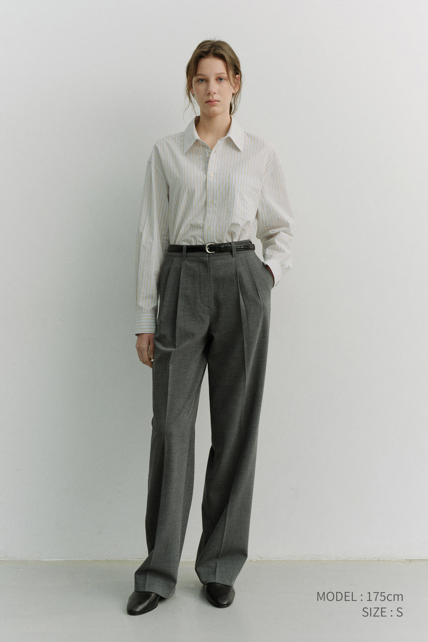 Dunst Unisex Oversized Striped Shirt Beige Stripe