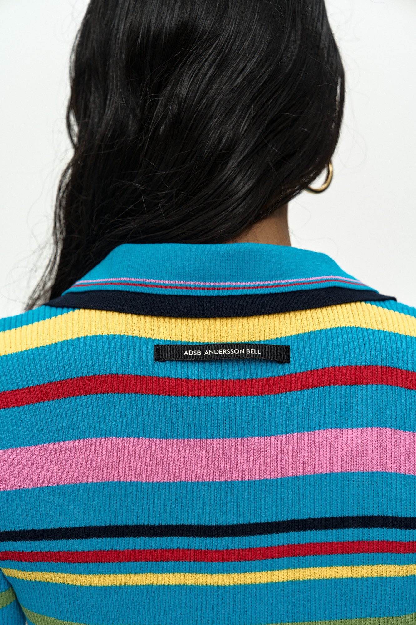 Andersson Bell Multi-Color Stripe Knit Polo Top