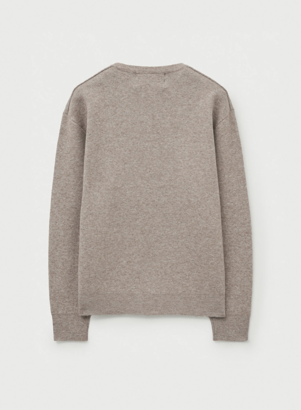 [satur] Basic Logo Jacquard Crew Neck Knit - Beige