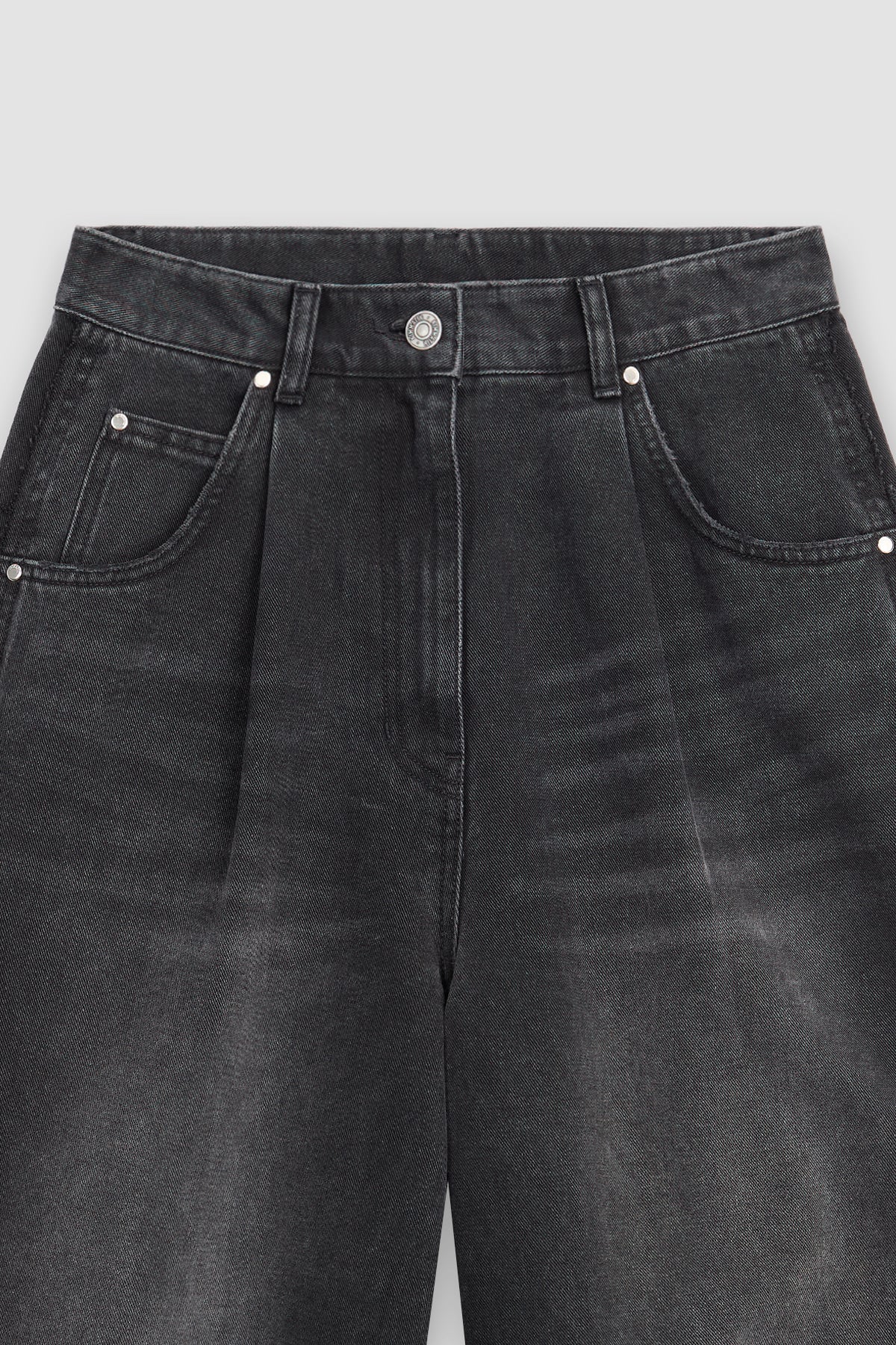 Matinkim Side Pannel Pintuck Denim Pants IN Dark Grey