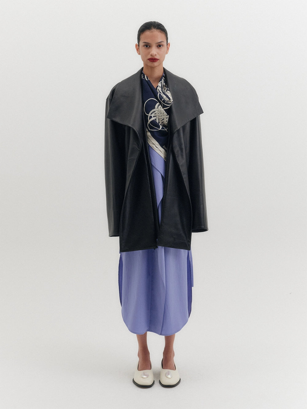 EENK Shawl Collar Leather Jacket - Black