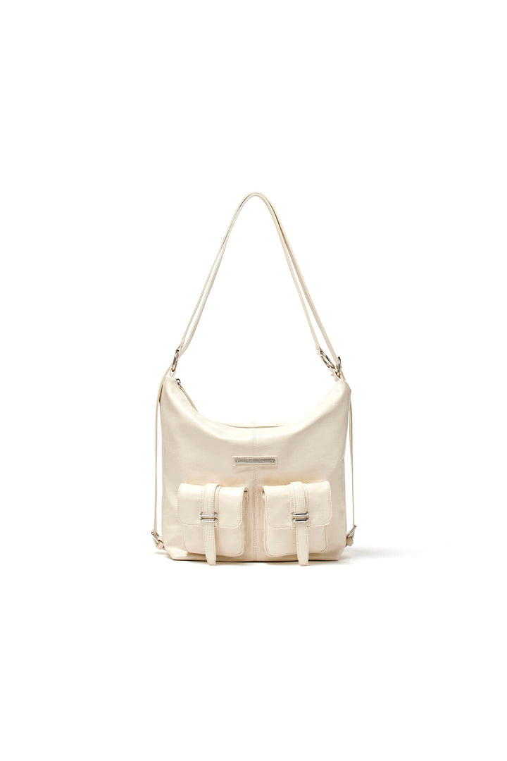 Matinkim Double Pocket Two Way Bag IN Cream