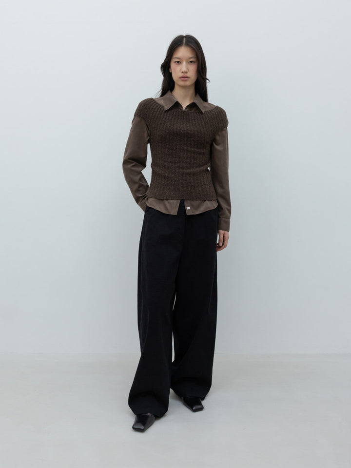 Low Classic Off-Shoulder Wool Knit Brown