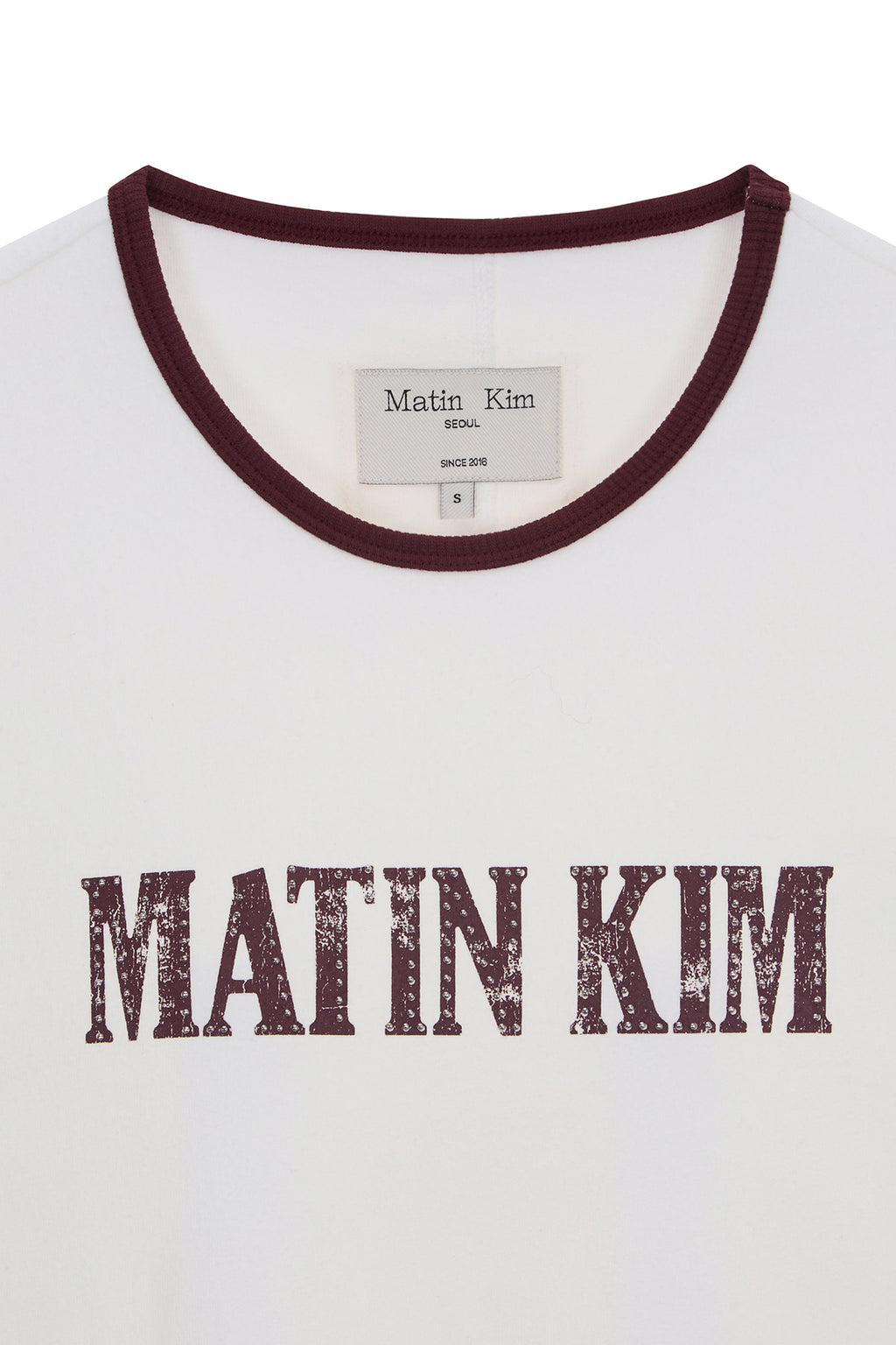 [matinkim] STUD LOGO RINGER TOP IN WHITE