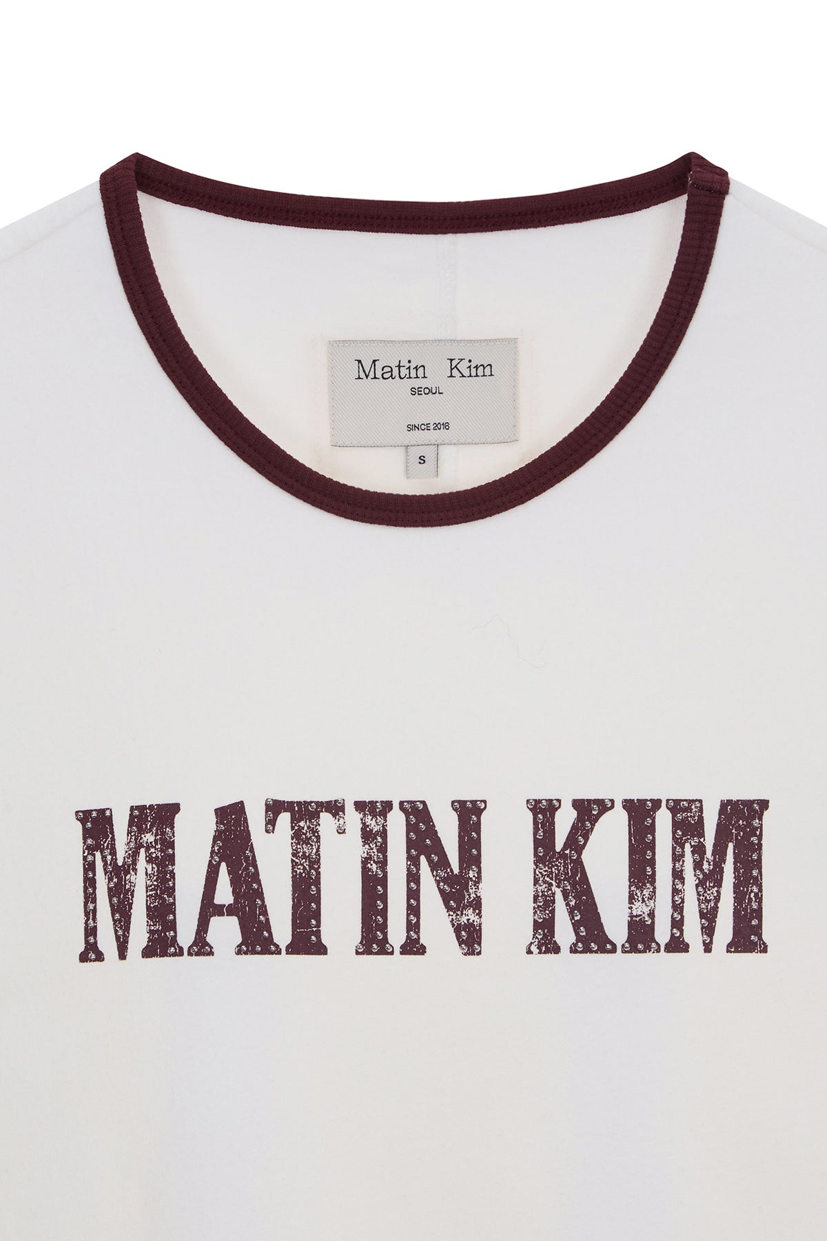 [matinkim] STUD LOGO RINGER TOP IN WHITE