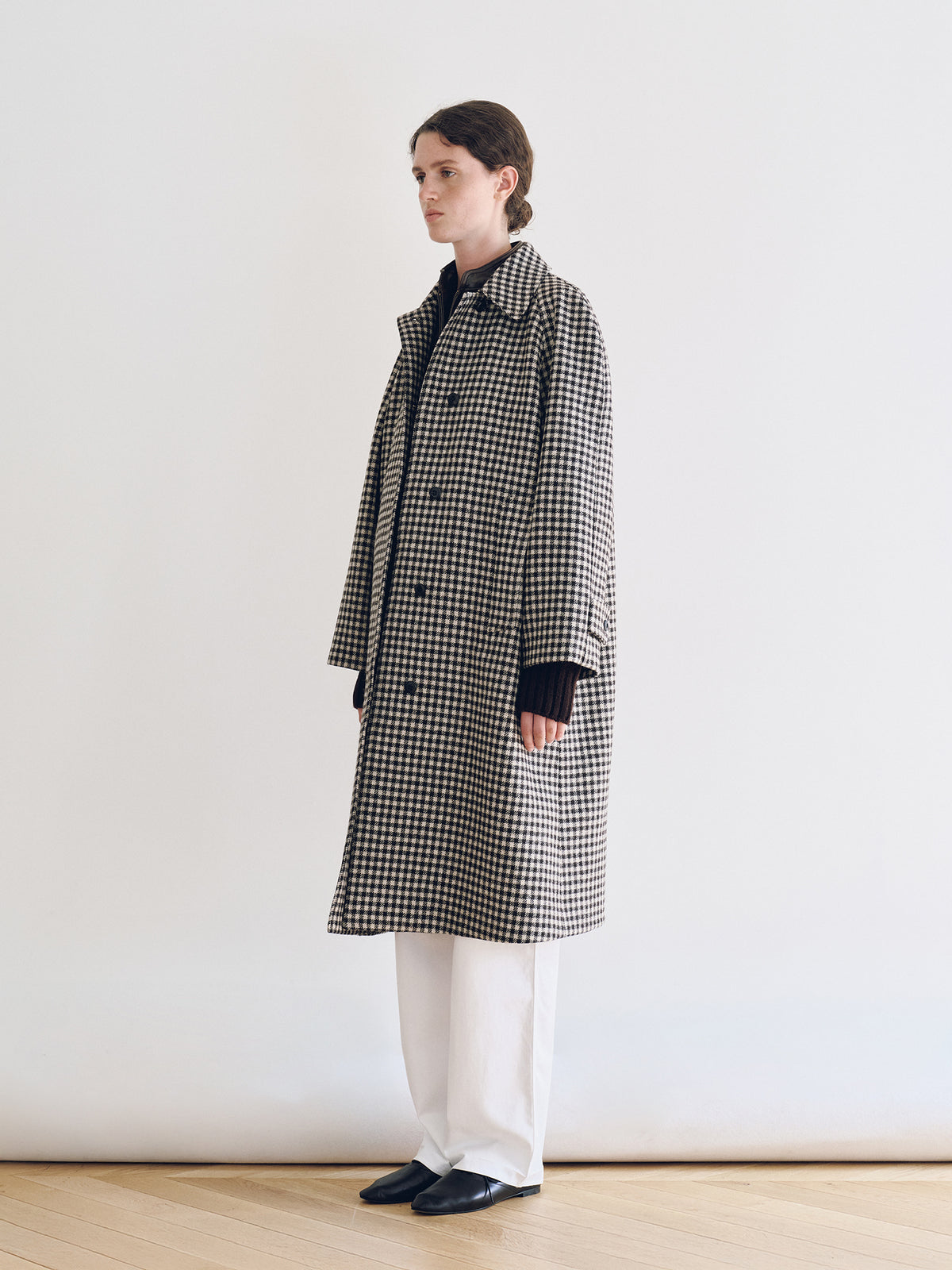 Nothing Written Bébé check balmacaan coat (Brown check)